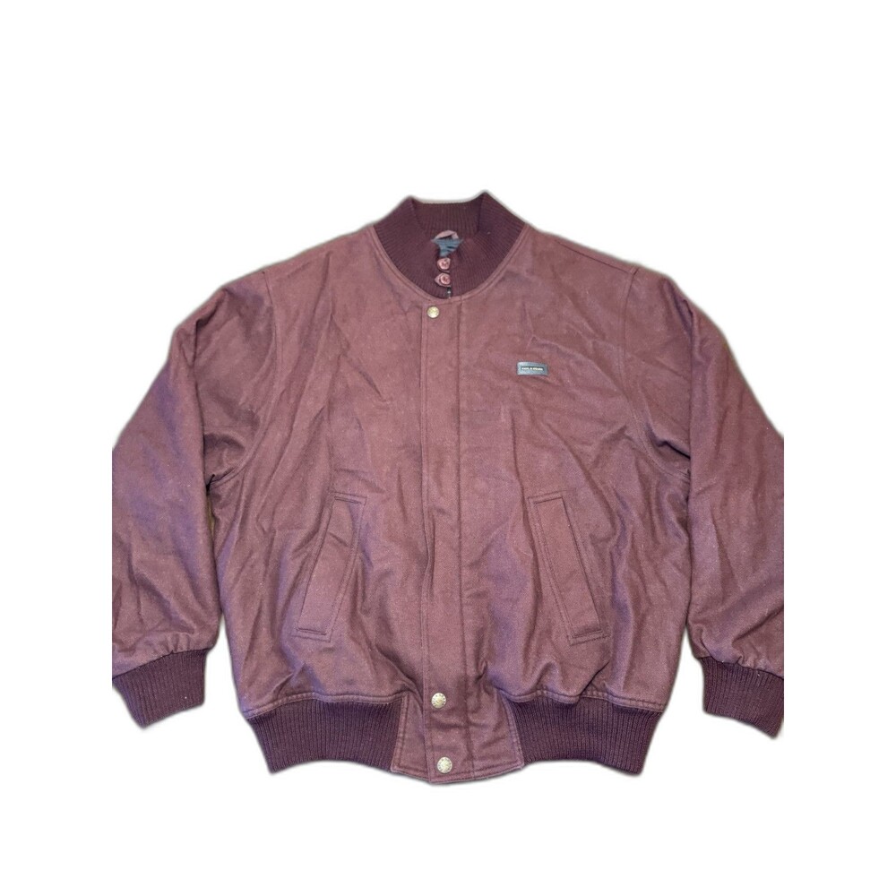PAUL & SHARK Bomber Jacket Full Zip Maroon VINTAGE COAT Virgin Wool Menโs Medium
